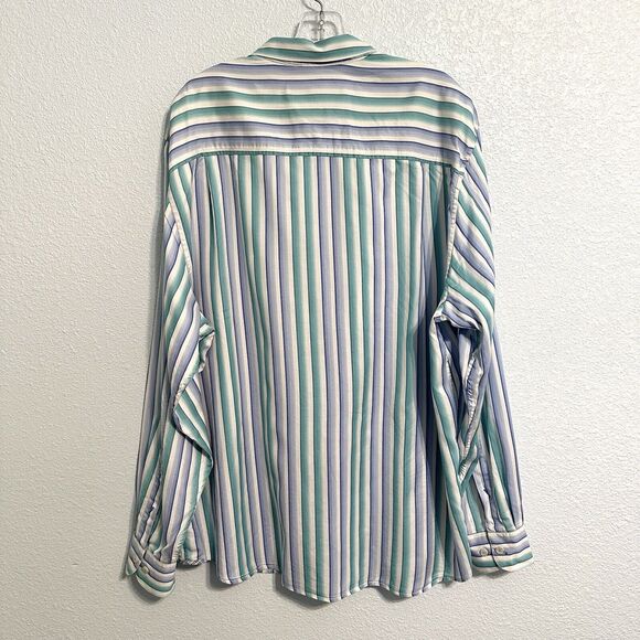 Tommy Bahama Blue Grn Striped Button Up Mens XL Long Sleeve Shirt Woven Casual - Picture 2 of 9